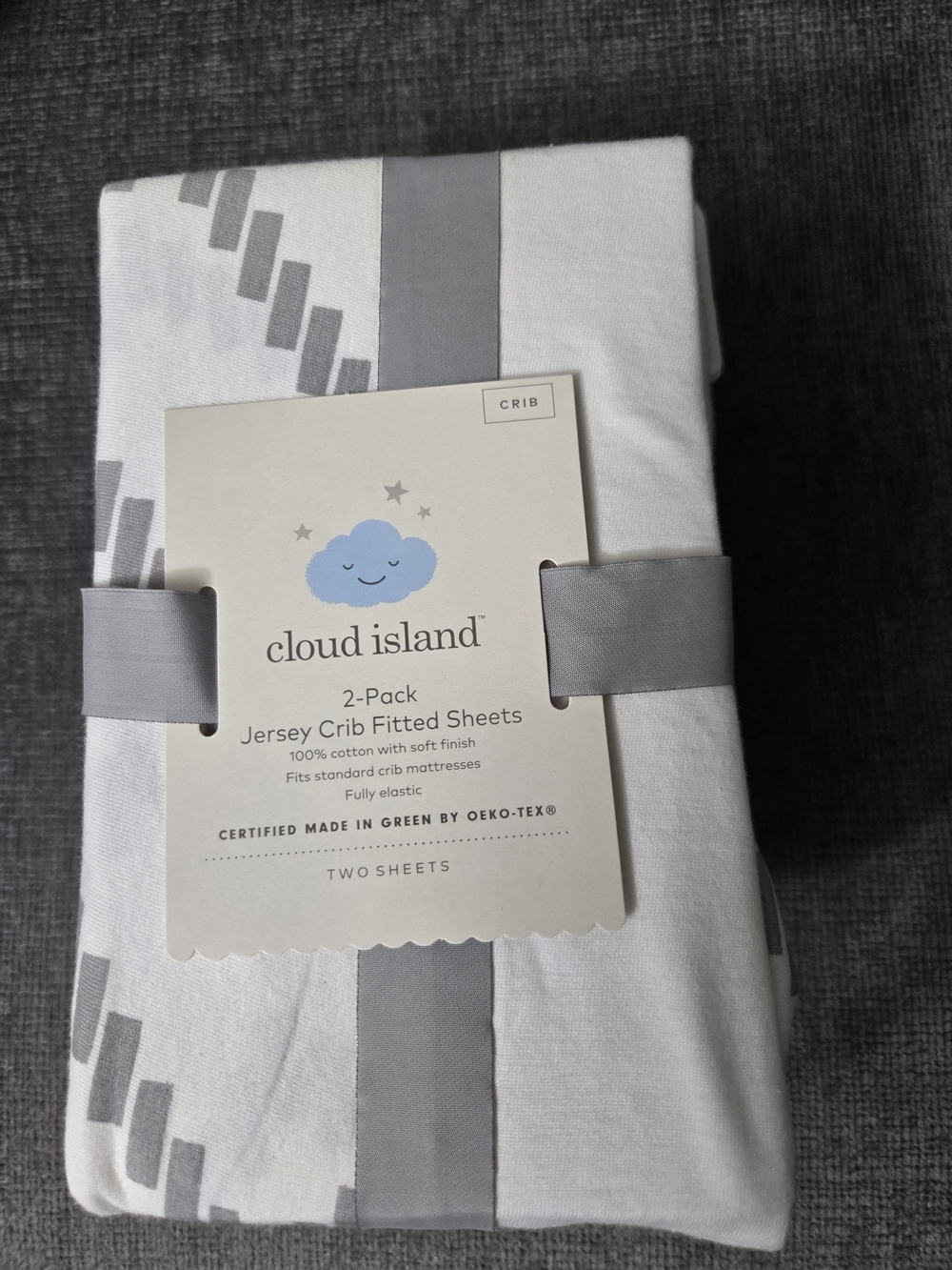 Cat & Jack Gray and White Jersey Crib Fitted Sheets - 2-Pack